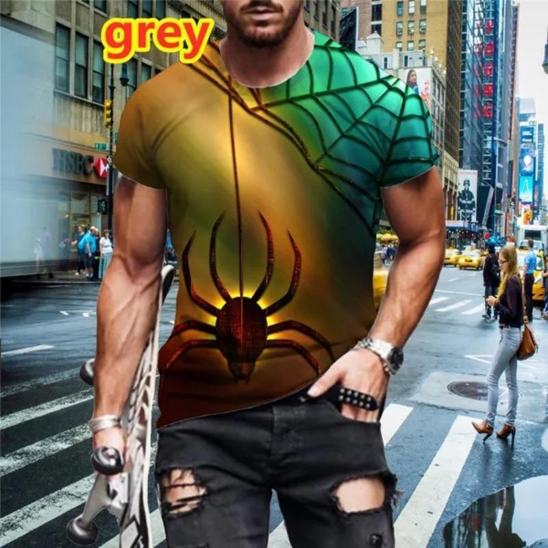 

Мужская модная футболка с 3D-принтом и графикой паутины, новые повседневные футболки с коротким рукавом и большим размером, уличные футболки с полным принтом 5XL