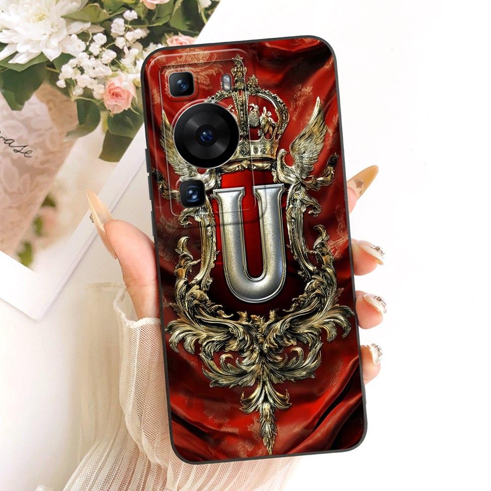 For Huawei P60 LNA-LX9 Case For Huawei P60 Pro MNA-AL00 Cover Luxury A-Z Letters 2D Painted Silicone Casing