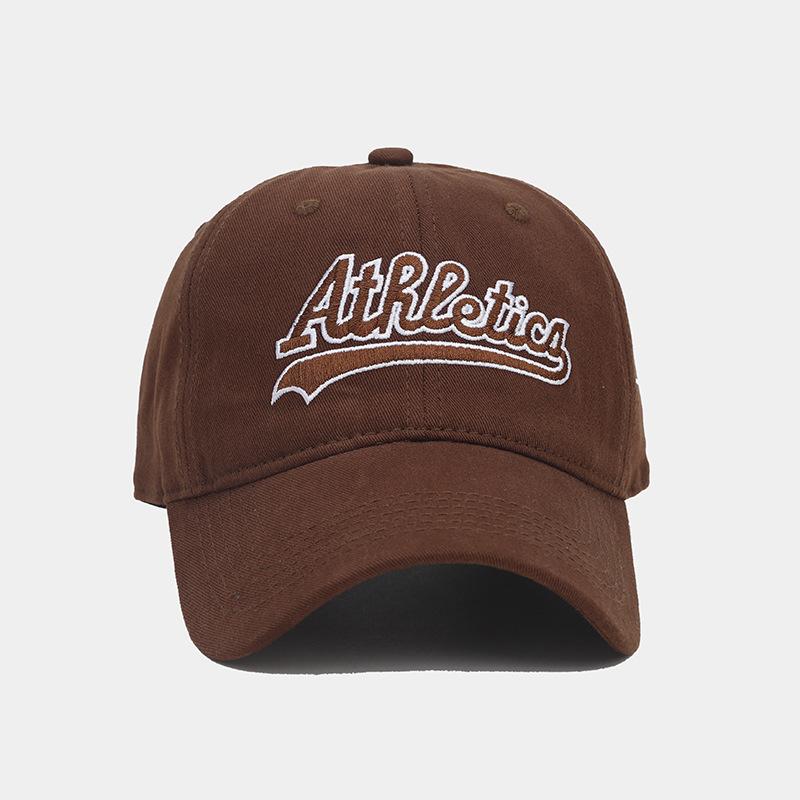 American Retro Letter Embroidered Peaked Cap for Women with Wide Head Circumference and Small Face, Solid Color Soft Top Sunshade Baseball Cap Tide