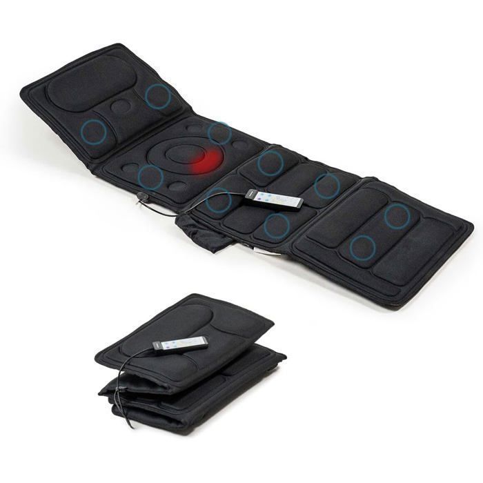 Electric Heated Massage Seat – Heating Mattress – 10 Vibrating Motors, 5 Modes, 3 Intensities, Lumbar Heating, Remote Control