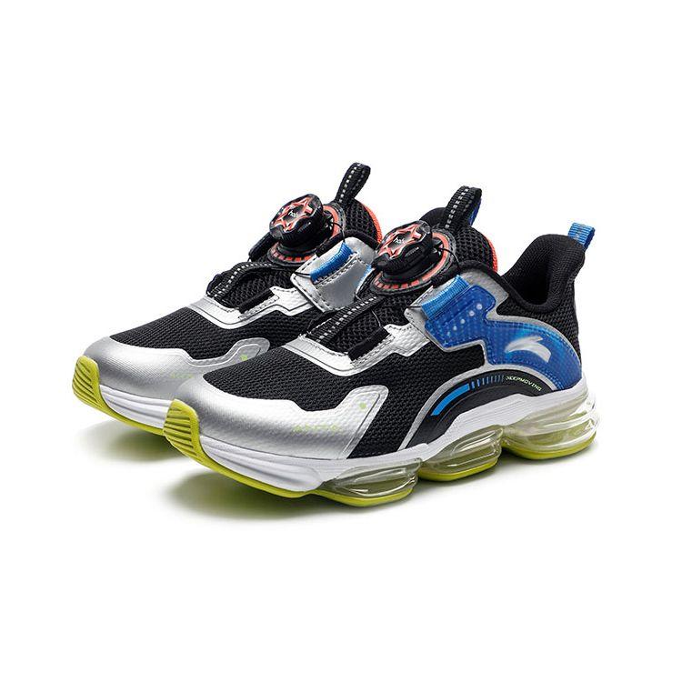 Anta Comfortable Casual Non-Slip Wear-Resistant Breathable Lightweight Low-Top Running Shoes Kids Sneakers Black Silver 312219901-2