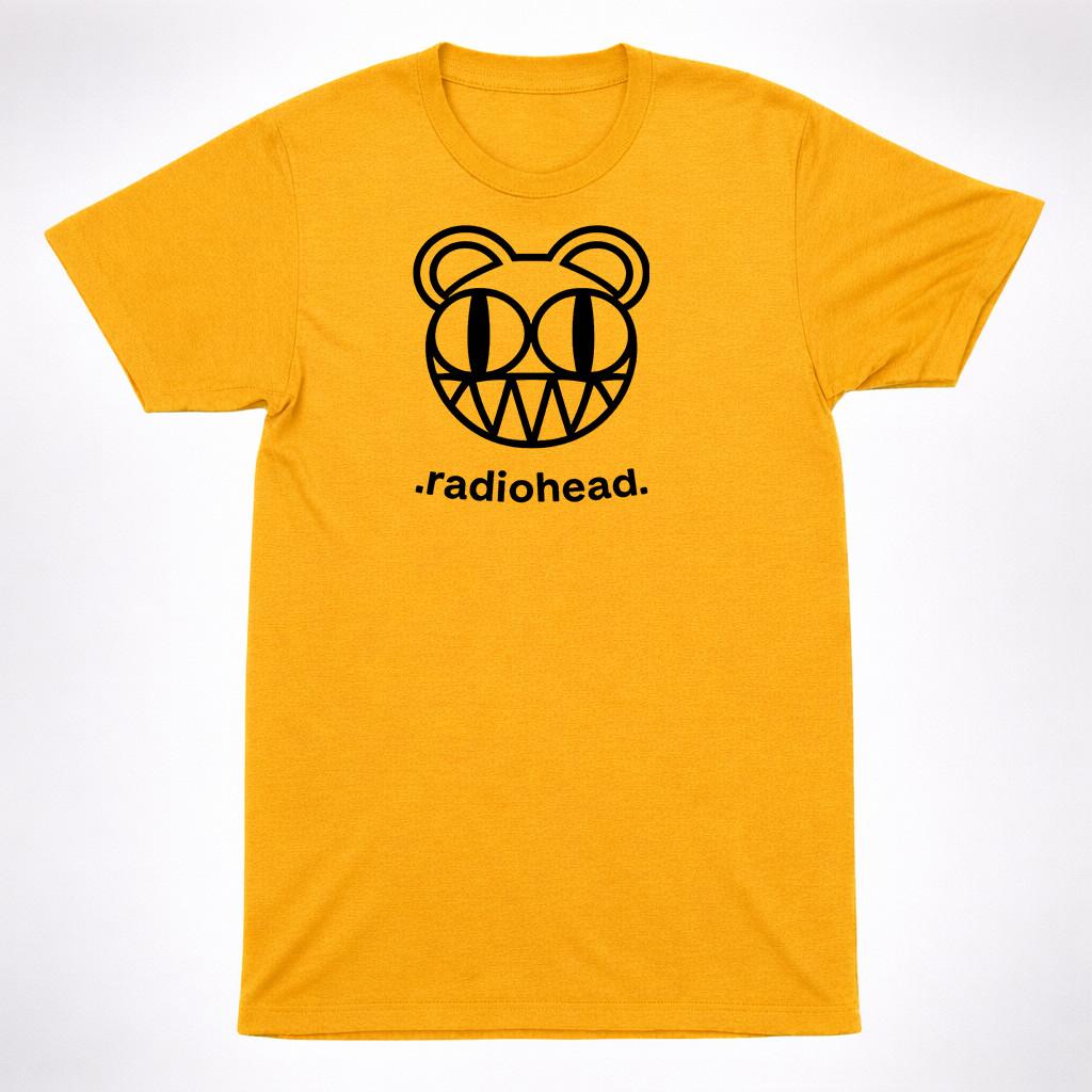 Radiohead Smiling Bear Face Logo Yellow T-Shirt Amnesiac Alternative Band Tee S разноцветный