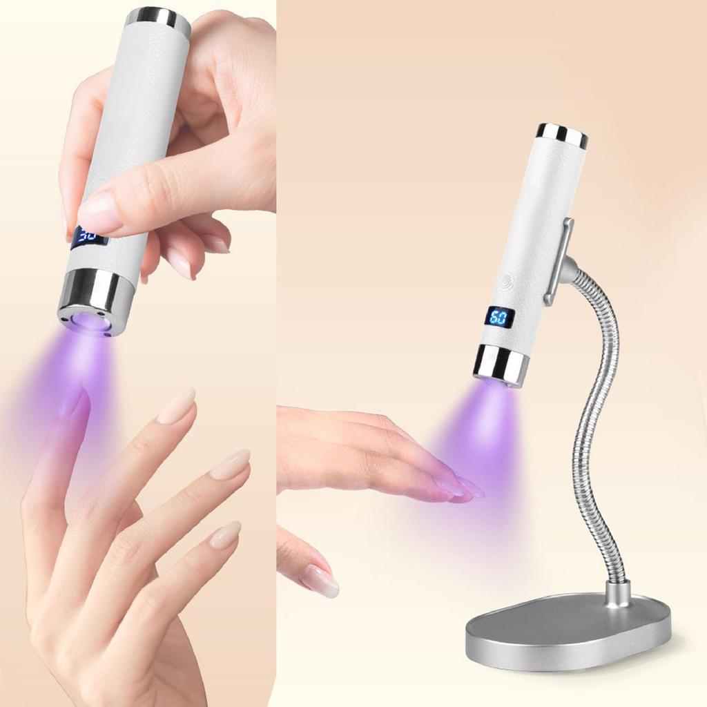 Handheld Nail Light with Gooseneck Magnetic Stand LED Chips 5X Light Concentration Effect Rechargeable Auto Sensor Nail Lamp