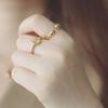 INS Femme Fashion Jewelry Gift 18K Gold Color Stackable Croissant Signet Chunky Dome Finger Ring For Women Girls