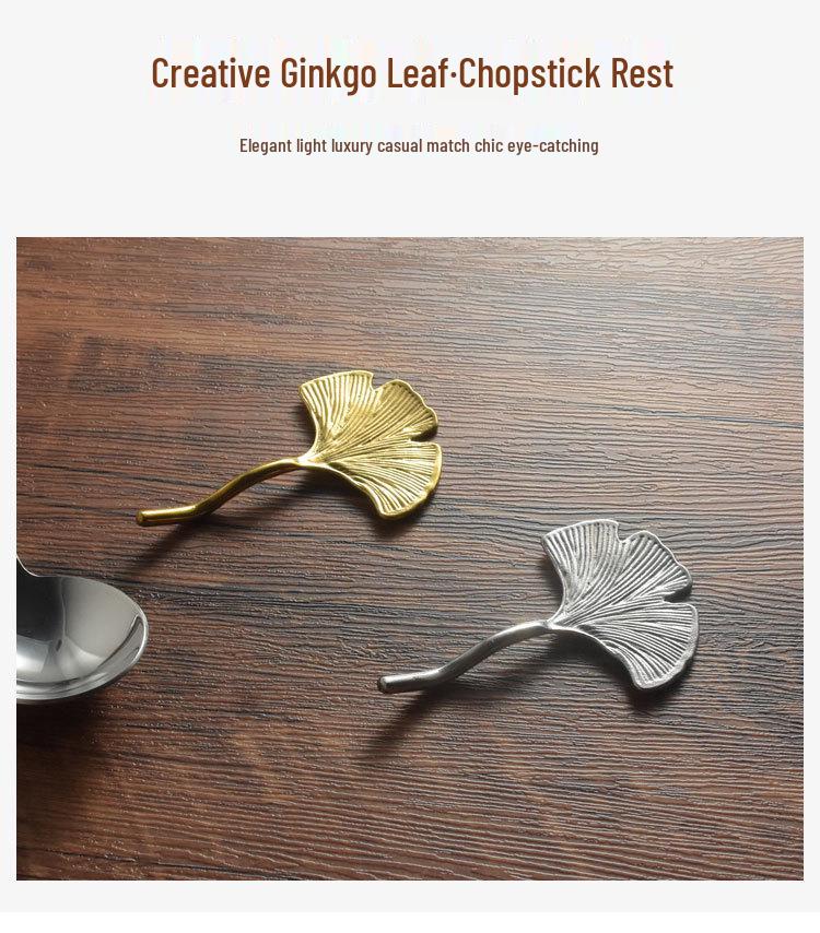 Exquisite Ginkgo Leaf Chopstick and Spoon Rest - 304 Stainless Steel