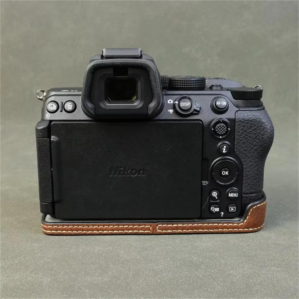 For Nikon Z 50 II Buffalo Texture PU Leather Bottom Case Half Body Camera Cover with Battery Opening