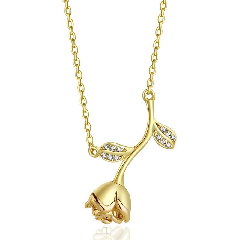 

Unique Gold Minimalist Rose Necklace In Durable Titanium Steel Ideal For Gifts Elegant золотий