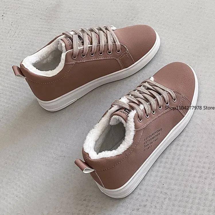 Fashion Winter Women's Pu Leather Snow Boots 2025 Female Boots Cotton Shoes Velvet Upper Soled Warm Snow Woman Cotton Ankle Boots Goth