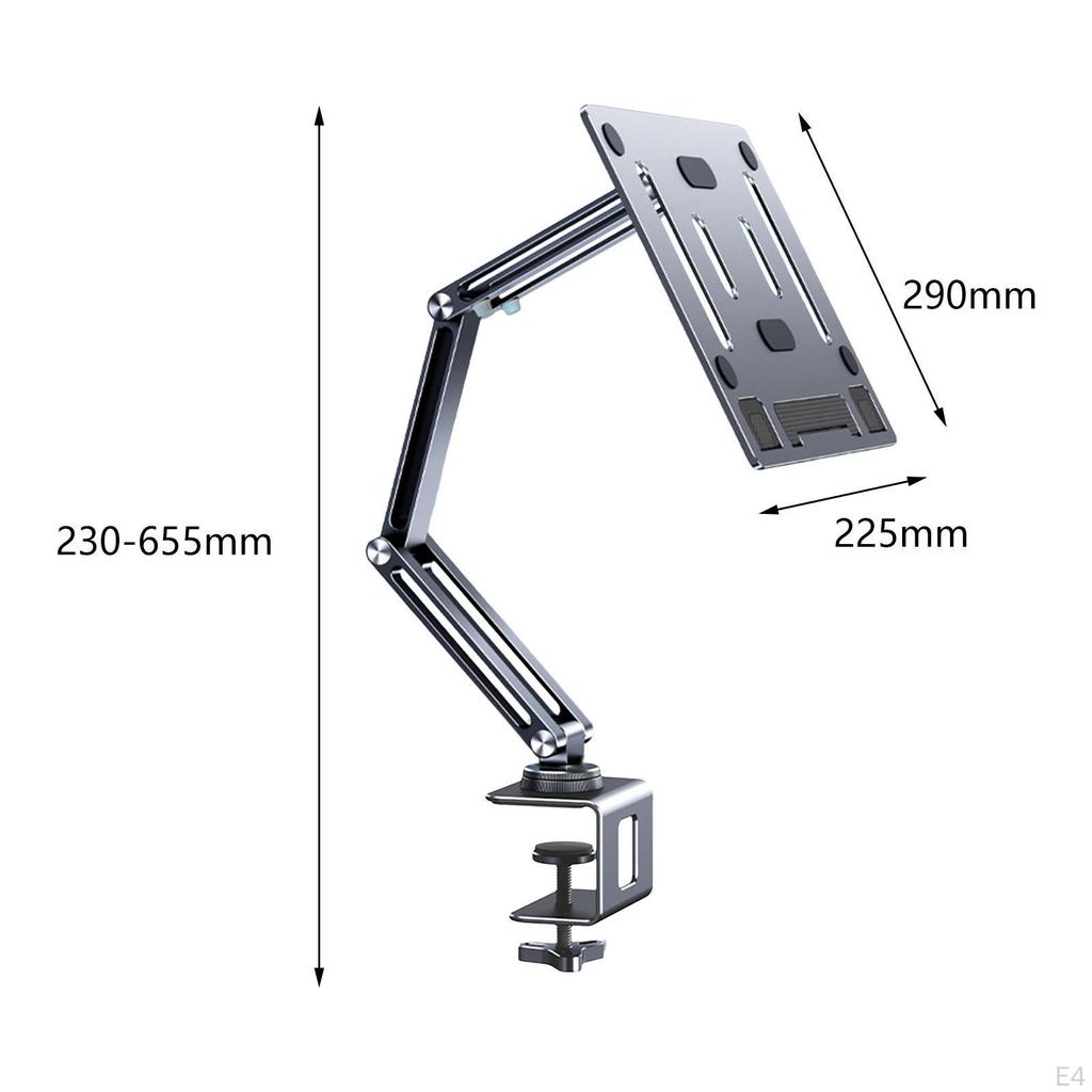 Laptop Tablet Holder Desk Mount Adjustable Arm with C Clamp Simple Installation for Studying Cooking