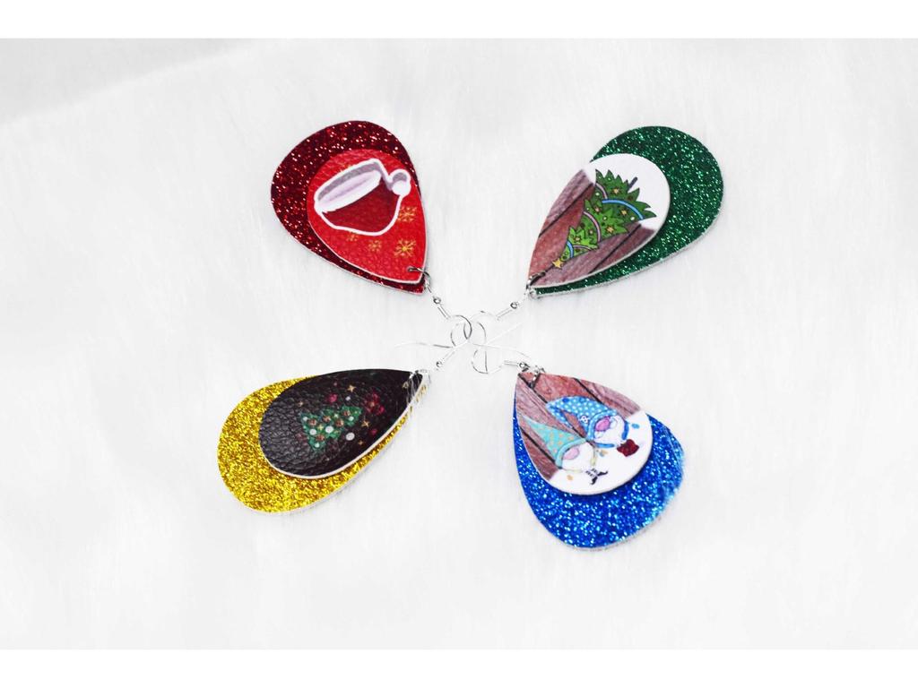 2020 New Double-Layer Leather Christmas Earrings