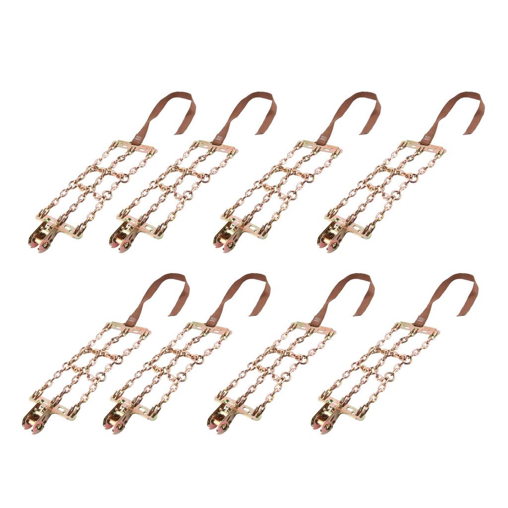 8 Packs Tire Snow Chain Anti Slip Adjustable Universal Wheel Traction Chains for 165mm to 265mm Tyres