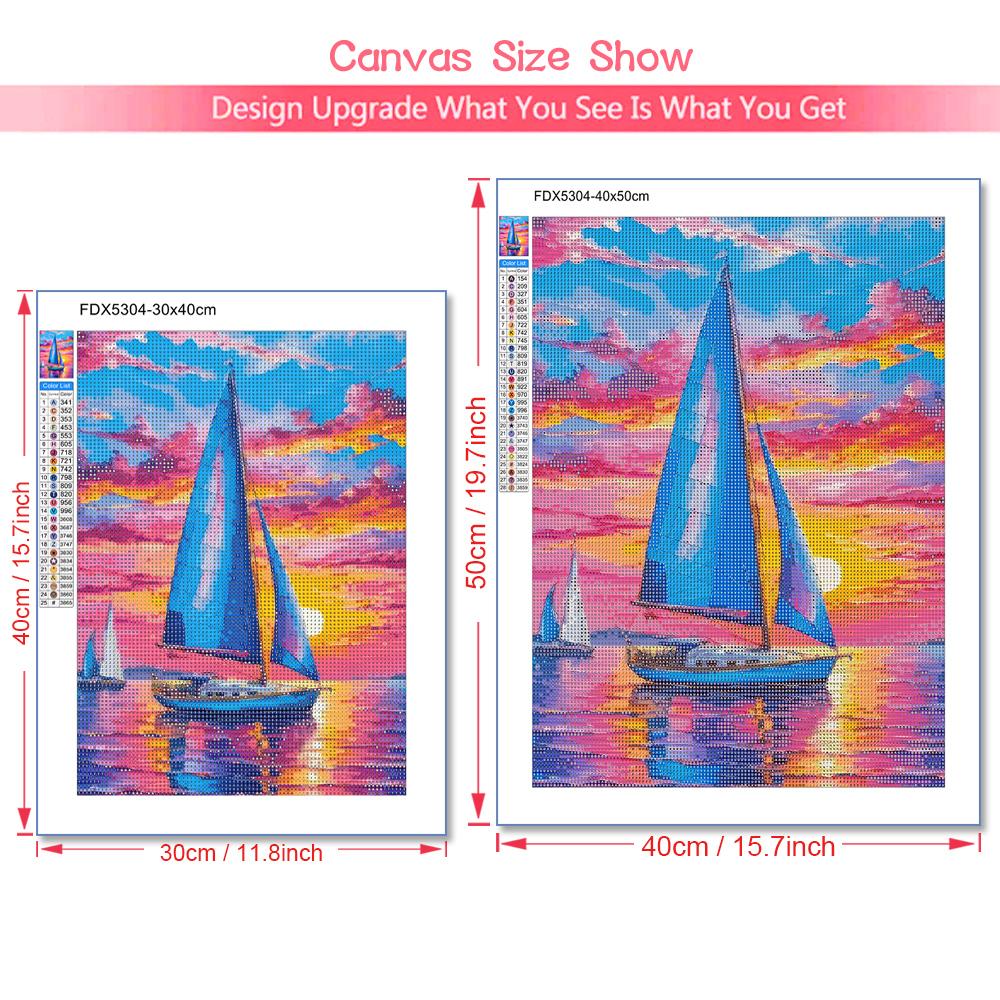 Cactus Sailboat Sunset 5D DIY Diamond Painting Kit Landscape Full Diamond Mosaic Cross Stitch Kit Room Decoration Gift