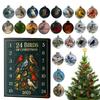 2D-platta fåglar 24 dagars julnedräkningskalender hängande ornament, söt mini-adventskalender för barn, vänners juldekoration