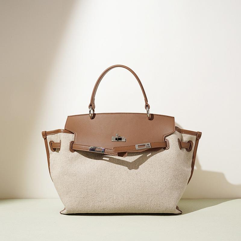 Hot-selling leather handbag high value lock linen travel lightweight large capacity women's backpack
