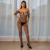 European & American Sexy Fishnet Stockings: Transparent Black Cutout Quick-Release Bodystocking