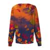 Women's Casual Long Sleeve Button Front Cardigan with Leaf Floral Print - Caregiver Uniform Top