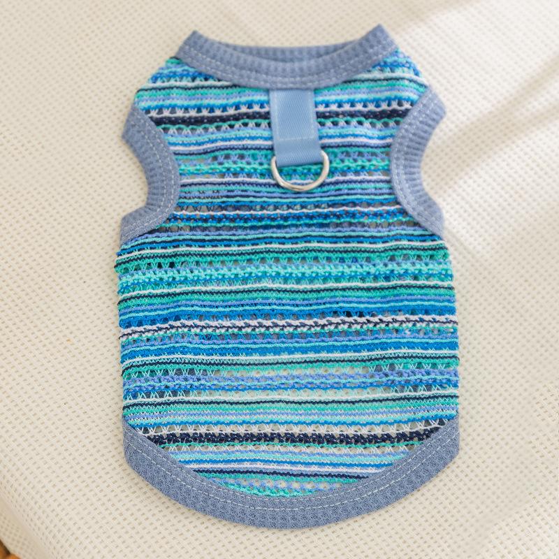 Spring and Summer New Cat Clothes Multi-color Woven Hollow Vest Breathable and Cool Cat Clothes Pet Clothing