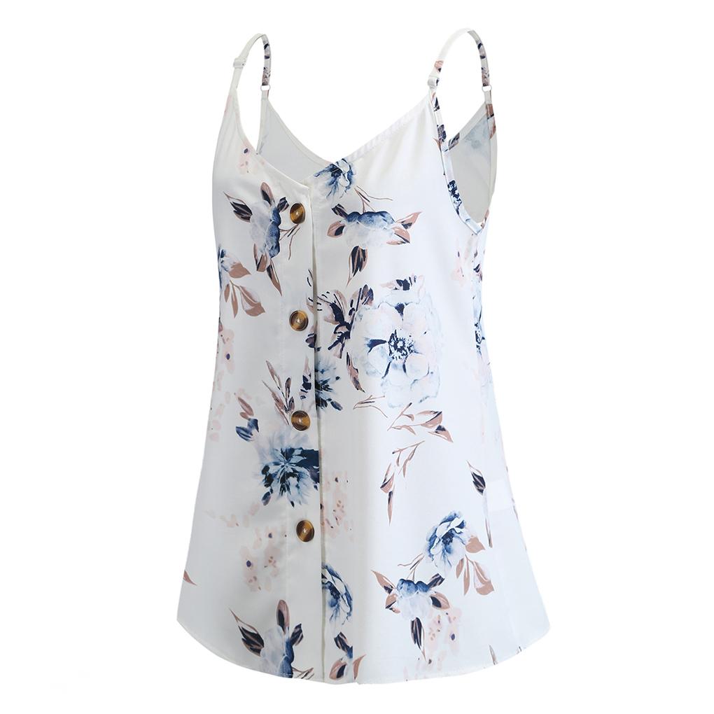 

Women Vest V Neck Print Casual Tank Top xxl