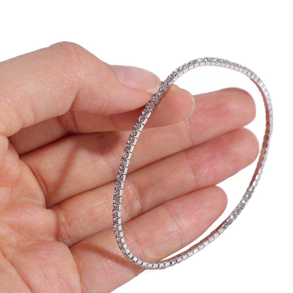 Bling Single Rhinestone Bracelet Jewelry Colored Bangle Fashion Elastic Crystal Bracelet  Boy