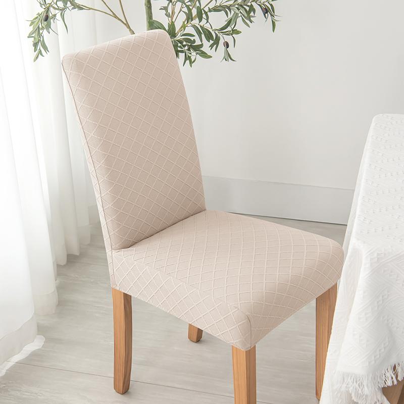 Rhombus Jacquard Stretch Chair Furniture Cover Elastic Solid Hued Chair Covers For Dining Room Kitchen Anti -Dirty Anti -Scratch Chair Seat Case
