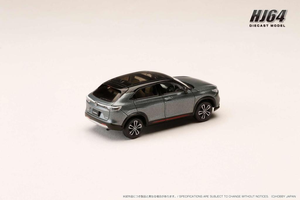 HJ64 Scale Honda VEZEL HEV PLaY Meteoroid Gray Metallic HJ642071GM 1/64 E (Finished Model)