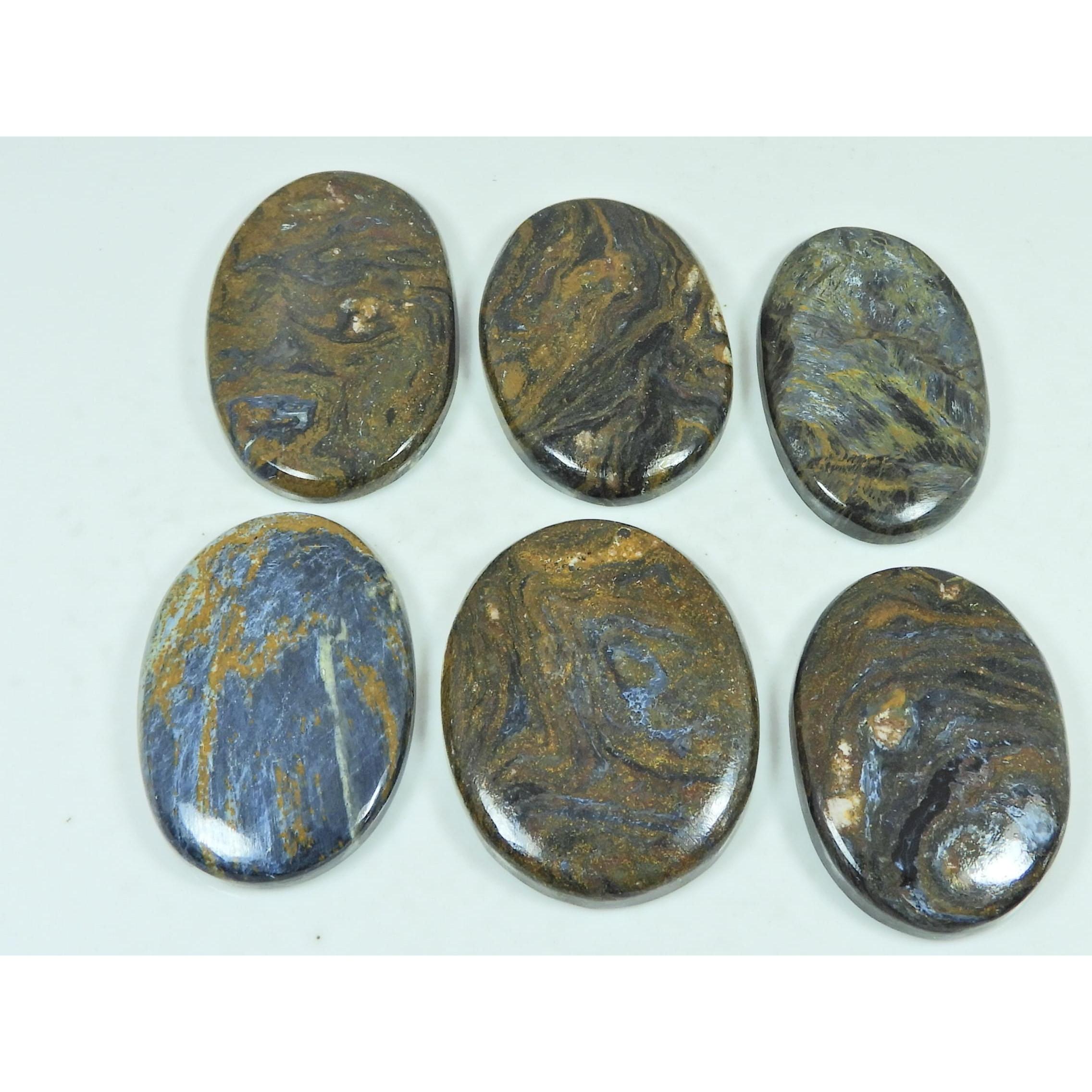 330Cts. Natural Pietersite Oval Shape Cabochon Loose Gemstone 06 Pcs Lot C-2889