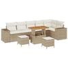 Ensemble de Canapé de Jardin 9 Pièces avec Coussins Beige Poly Rattan Acacia, Ensemble de Salle à Manger de Jardin 3 Pièces 3363976