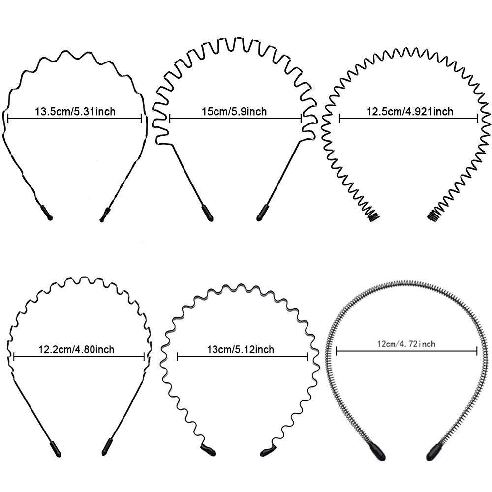 6pcs Metal Headband For Men Women Fashion Hair Bands Outdoors Sports Non Slip Smooth Elastic Teeth Comb Unisex Hair Accessories