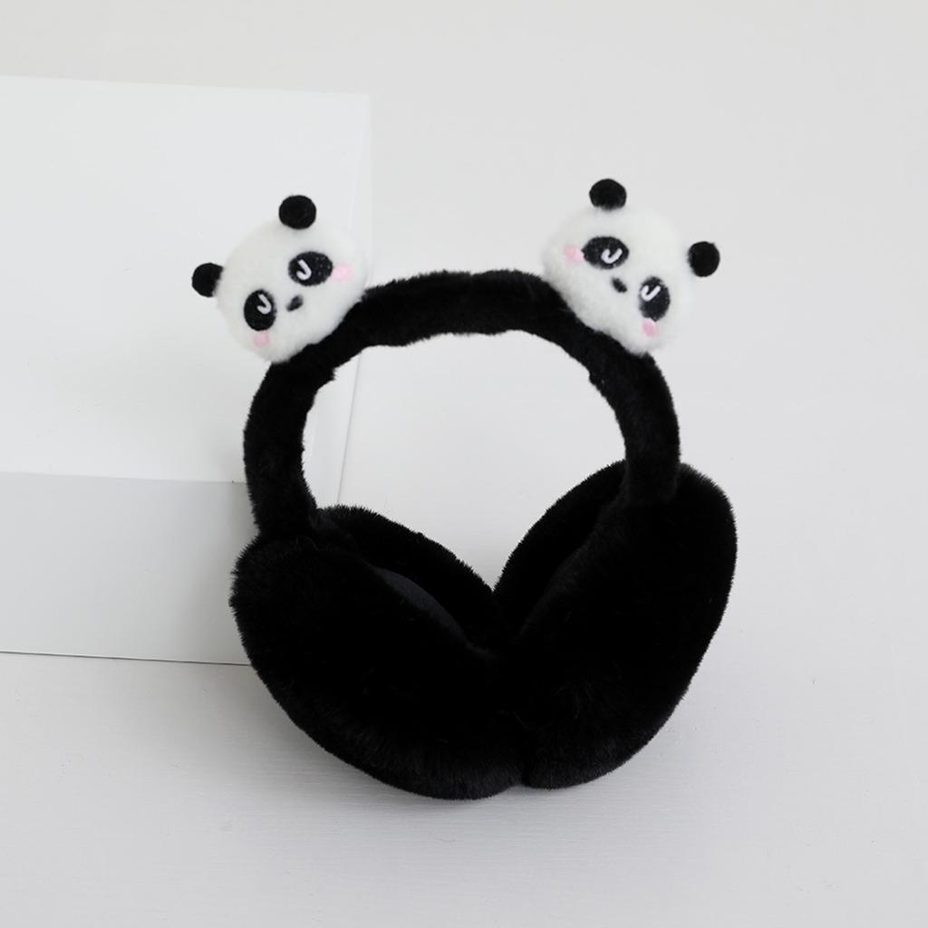 Ear Moving Panda Theme Plush EarMuffs for Women and Kids Ear Warmer Headband for Winter Christmas New Year Gifts