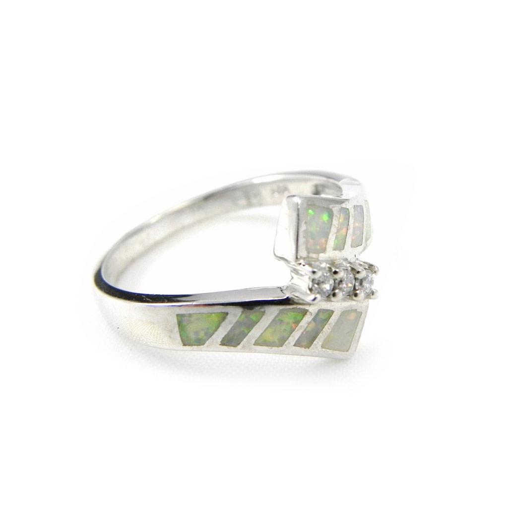 Stříbrný prsten 'Goddess Opal' Stříbřitě bílý (rhodiovaný) - 12 mm