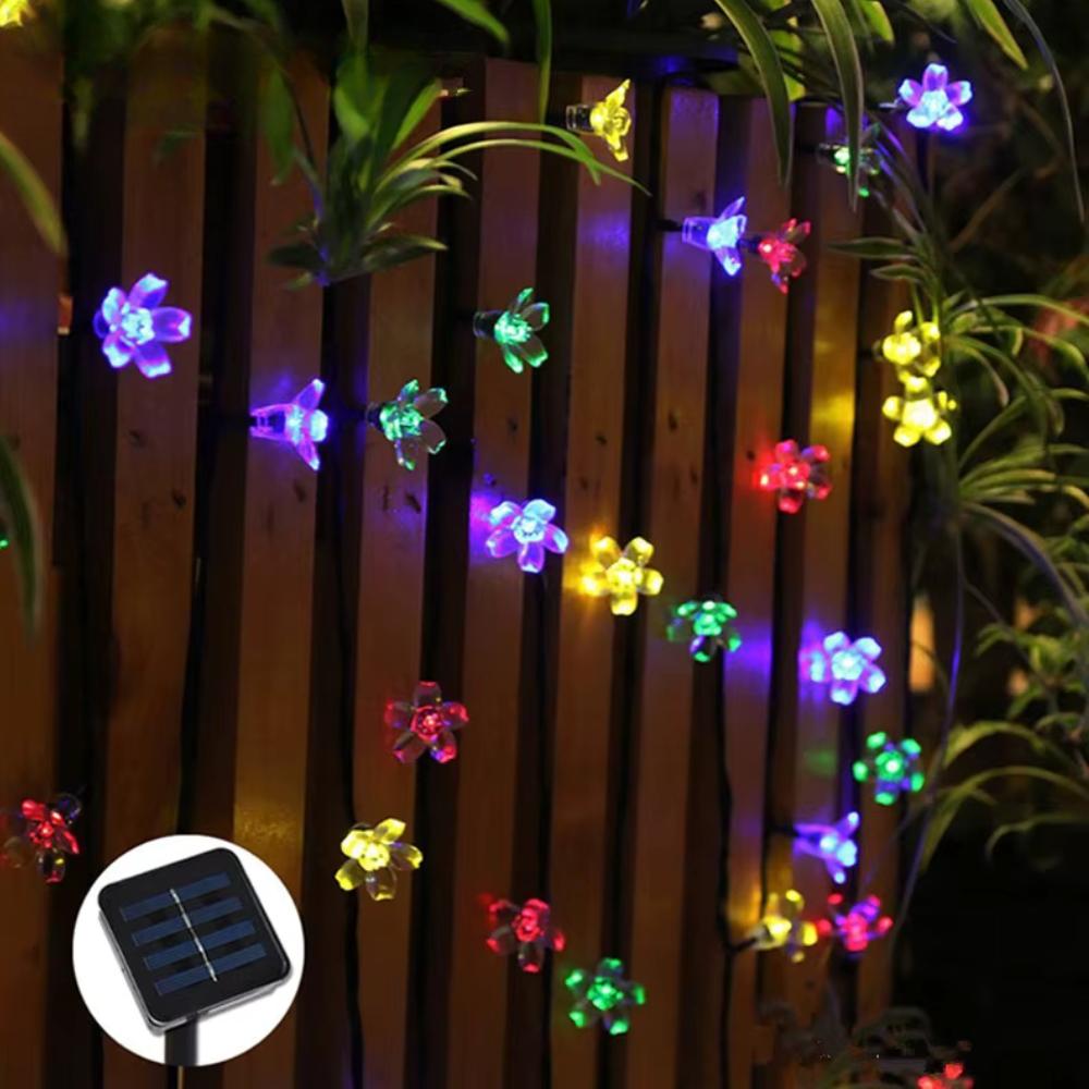 Solar LED garland multicolor solar flowers for the terrace or garden 50 LED