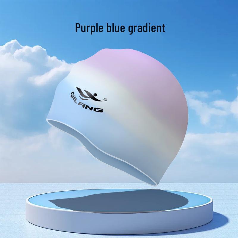 Qilang Waterproof Silicone Swim Cap for Adults & Kids - 50g, Long Hair Compatible, Custom Logo Available