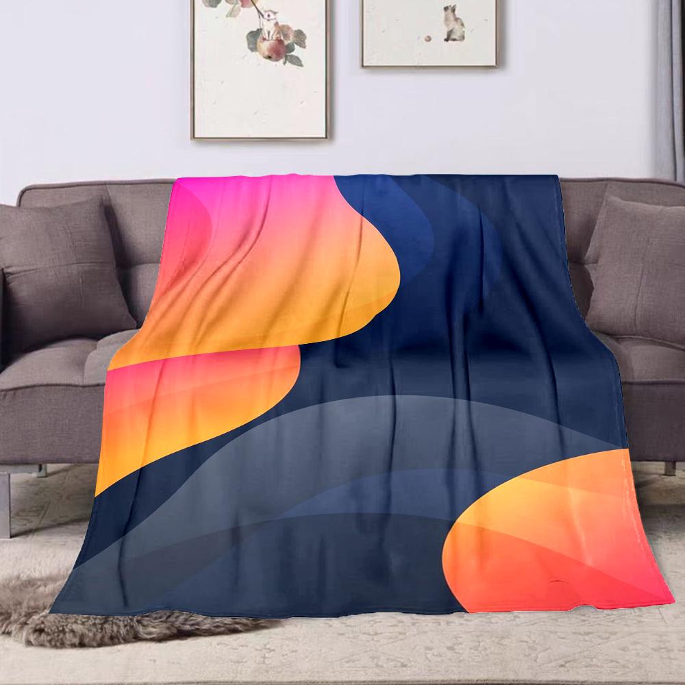 Colorful Abstract Gradient Waves Patterned Flannel Blanket Perfect for the Bedroom Living Room, Sofa, or a Little Nap