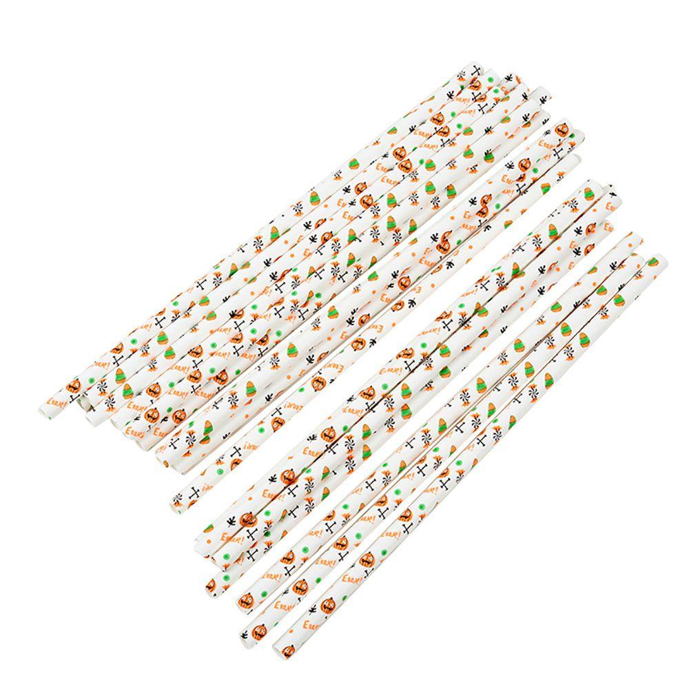 

Pattern Biodegradable For Home,Party,Bar Halloween Straws Home Supplies Paper Straws Party Favors white pumpkin