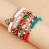Christmas Beaded Bangle Festive Bohemian Colorful Bracelets 6/7Pcs Soft Clay Elastic Beaded Hand Chains Jewelry for Girl