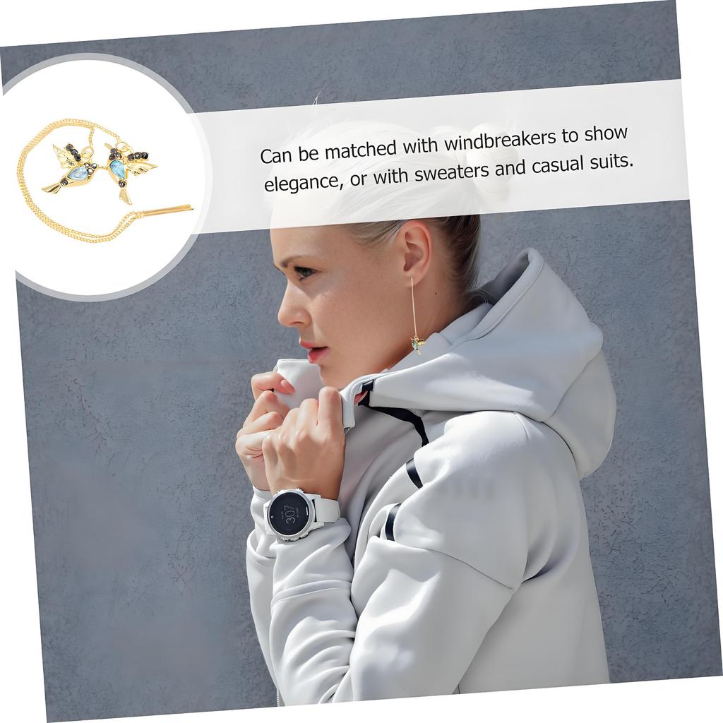 1Pair Hummingbird Rhinestone Chain Earrings for Women Elegant Threader Drop Earrings Vintage Bird Design