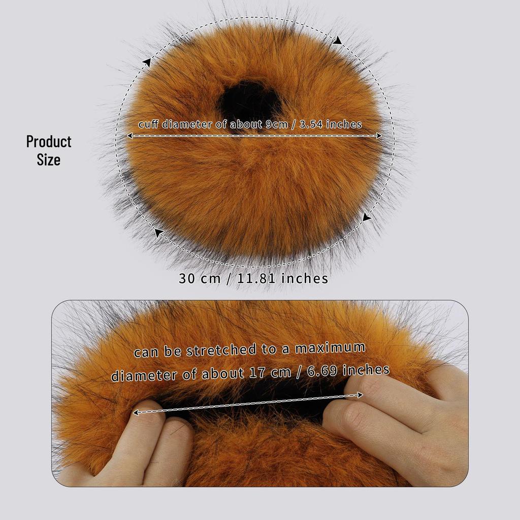 Fluffy Faux Fox Fur Cuffs: Warm Plush Wristbands for Autumn/Winter