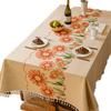 High-Grade High-Grade Table Cloth Cotton And Linen Fabric Yellow Chrysanthemum Pastoral French Embroidery High-Grade Tablecloth Cover