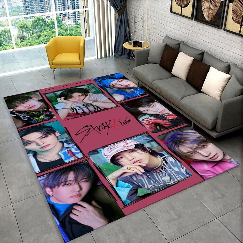 Kpop Stray Kids Gwiazda Muzyki Dywanik do Pokoju Zabaw Sypialni Salonu Kanapy Wystroju Domu, Dywanik dla Dzieci Antypoślizgowa Mata Podłogowa Prezent