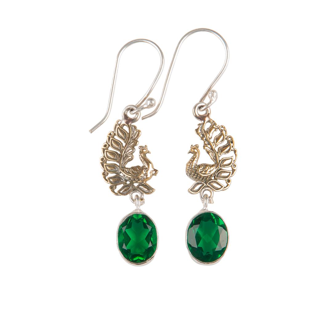 Chrome Diopside Gemstone 925 Sterling Silver Handmade Jewelry Hook Earrings 1.8" EE-88-1
