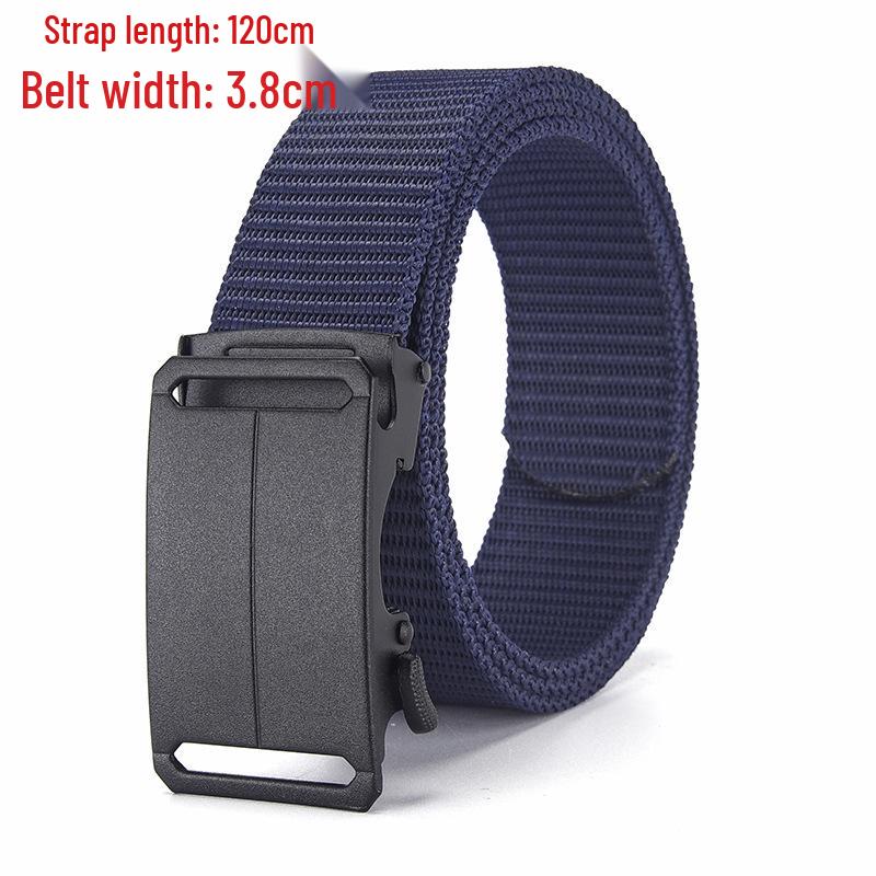 Men's Tactical Canvas & Nylon Woven Belt with Leather Trim - Elastic and High-End Accessory
