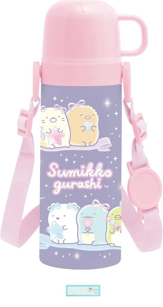 Water Bottle Direct Drinking Sports Bottle 2WAY Stainless Steel One Touch Bottle with Cup Direct 470ml Cup Drinking 430ml Ribbon Set Name San-X (Water