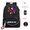 High Quality Murder Drones Fashion Backpacks Students Anime Back Pack USB Charging Outdoor Backpack Boys Girls Book Bags Mochila