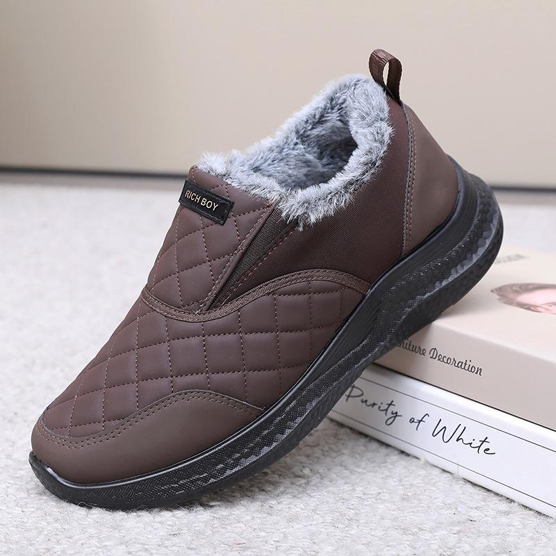 

Мужские зимние теплые ботинки для снега с подкладкой из искусственного меха, нескользящие мокасины, водонепроницаемые рабочие кроссовки для ходьбы, удобные короткие ботинки для мужчин 44