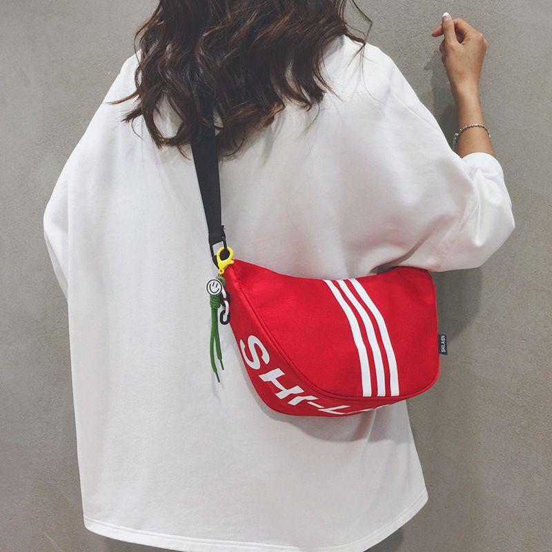 

Canvas Small Bag Lightweight Exercise Casual One Shoulder Travel Red with pendant