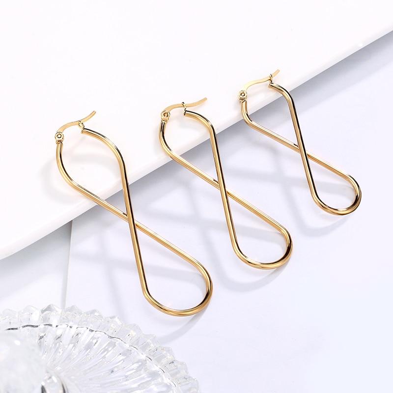 European and American Fashion Drop Earrings Unlimited Geometric Number 8 Hoop Ear Rings Golden Woman's Retro Earrings Party Gift