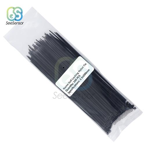 100pcs 200mm Self-locking Nylon Cable Ties 8 Inch 12 Color Plastic Wire Zip Tie 18 Lbs Binding Wrap Straps