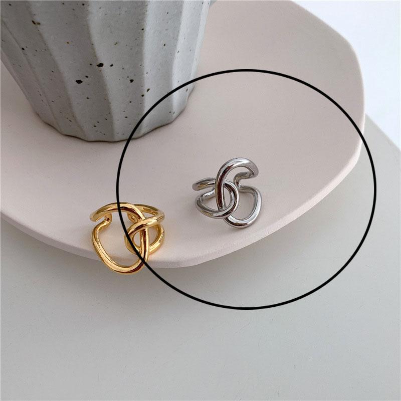 925 Silver Rings For Women Hollow Out Gold Color Temperament Personality Fashion Female Trendy Resizable Opening Rings