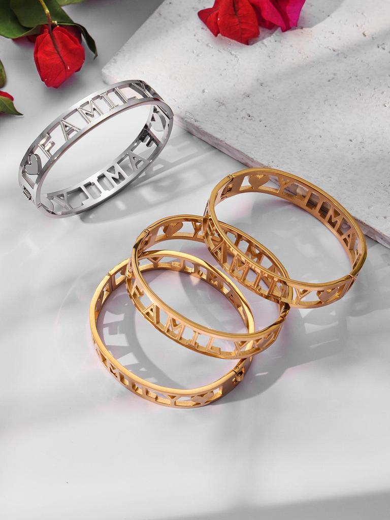 18k Gold-Plated Stainless Steel Bracelet with 5A Zirconia & Hollow Letter Buckle