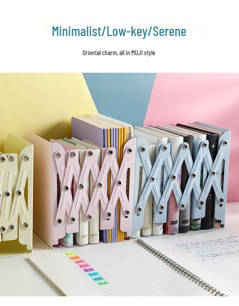 Kaba Bear Retractable Book Stand - Simple Iron Desktop Bookshelf with Macaron Colors